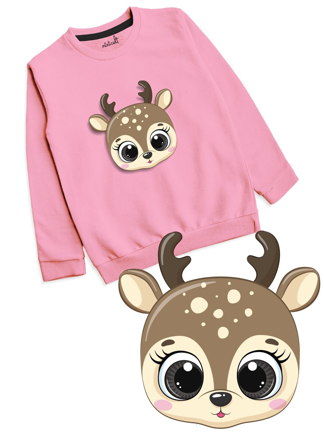 

Minicult Kids Graphic Printed Cotton Pullover Christmas Sweatshirt, Pink