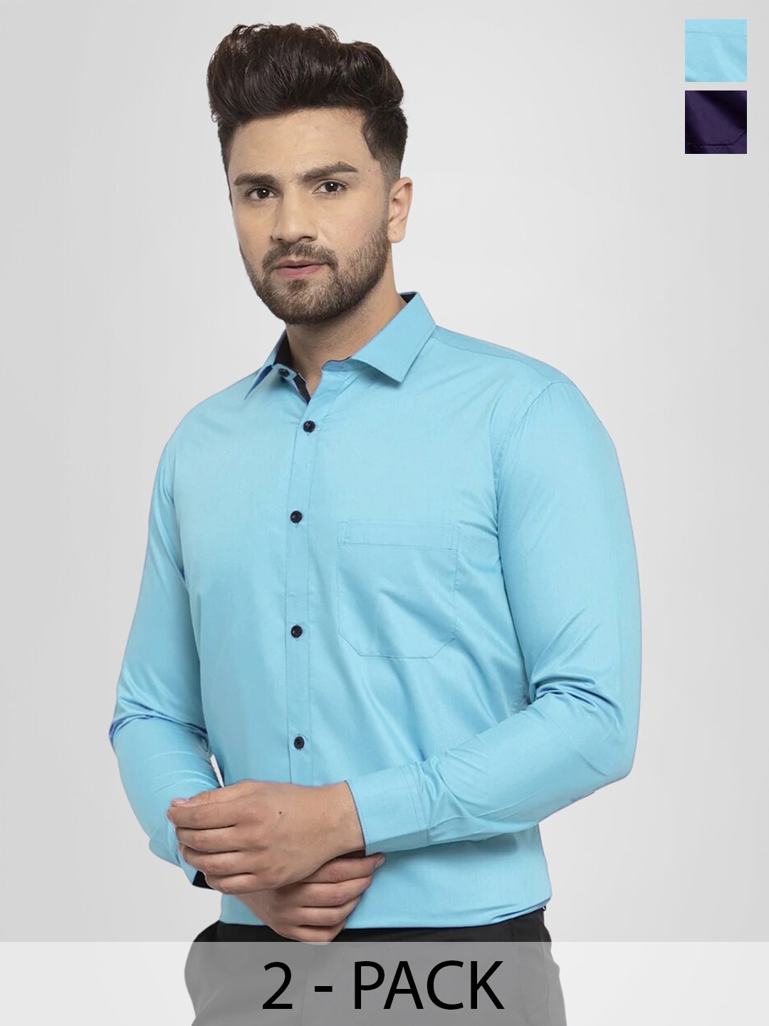 

Tee Projekt Standard Pack Of 2 Spread Collar Formal Shirts, Purple