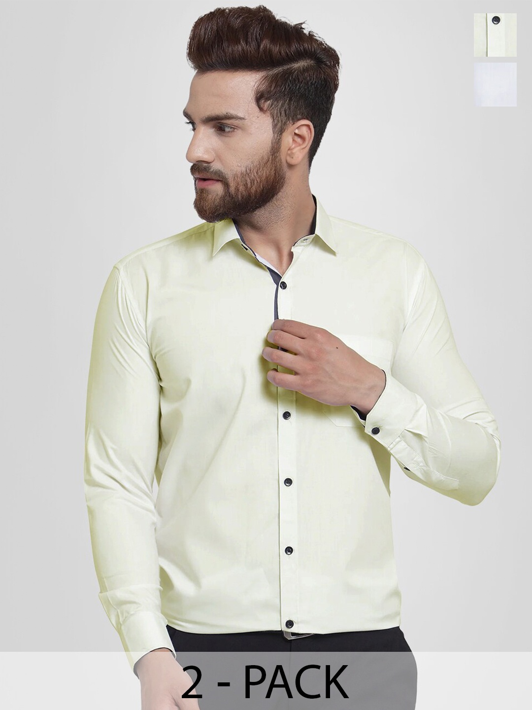 

Tee Projekt Standard Pack Of 2 Spread Collar Formal Shirts, Off white