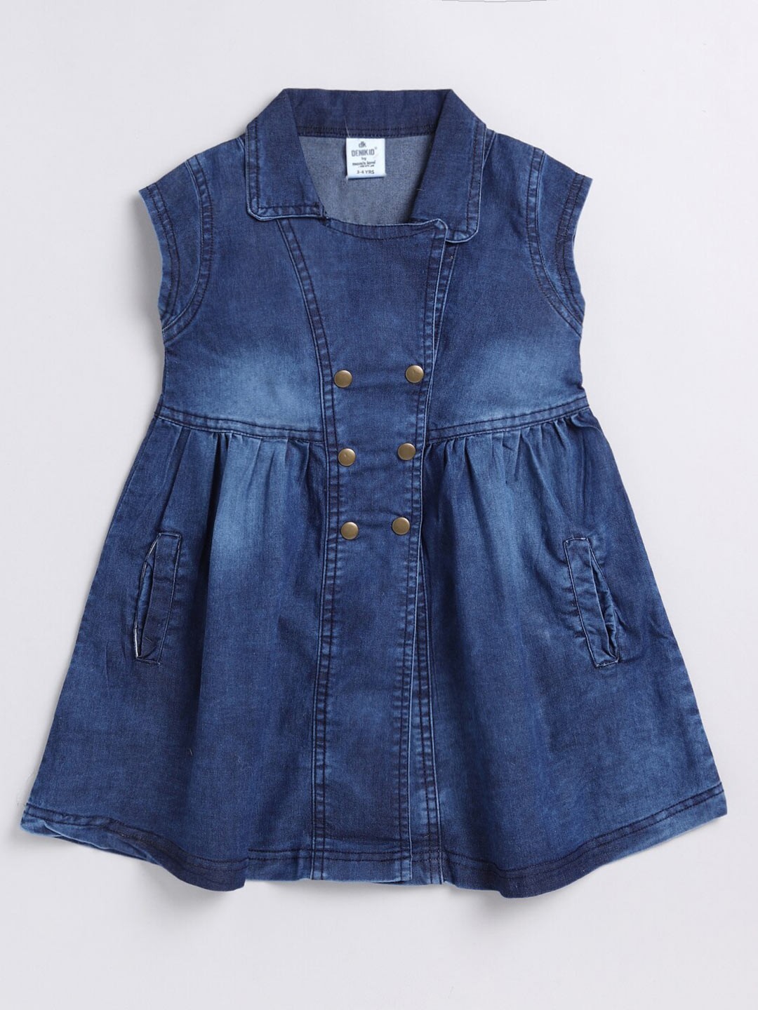 

DENIKID Girls Shirt Collar Cotton Fit & Flare Dress, Blue