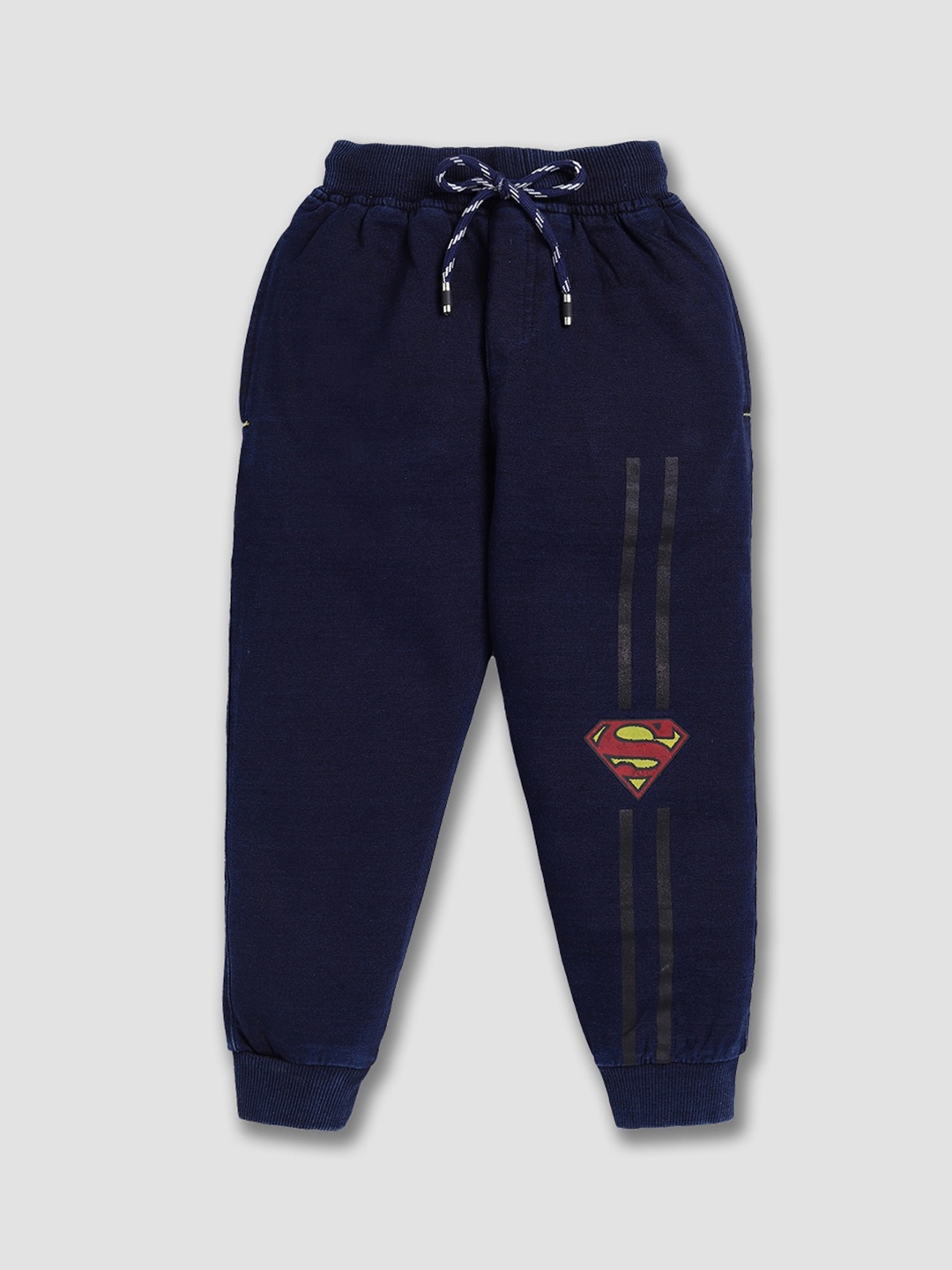 

DENIKID Boys Superman Printed Denim Mid Rise Cotton Joggers, Navy blue