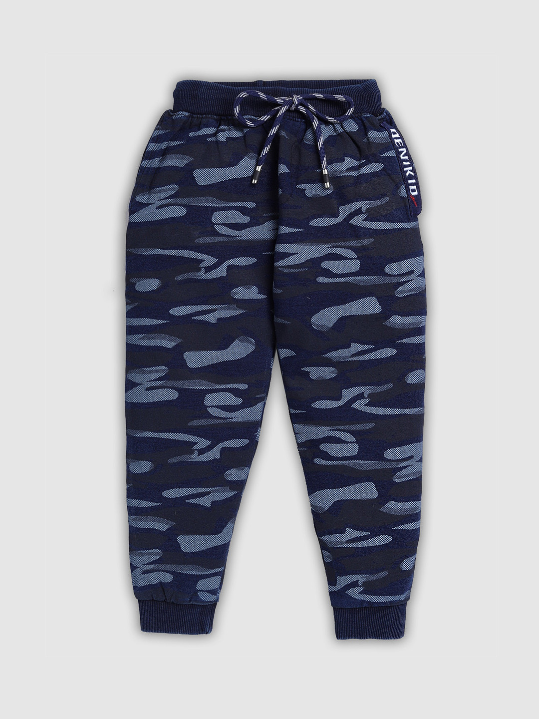 

DENIKID Boys Abstract Printed Denim Mid Rise Cotton Joggers, Blue
