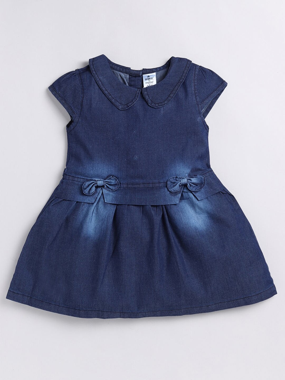 

DENIKID Girls Peter Pan Collar Cotton Fit & Flare Dress, Blue
