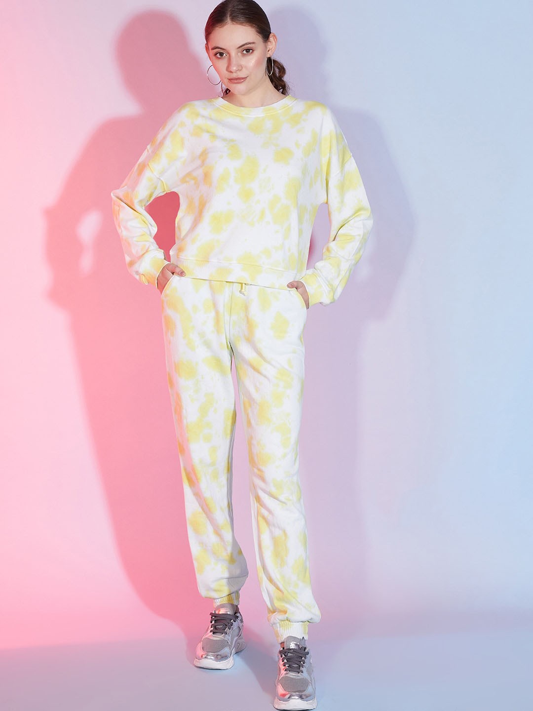 

DressBerry Tie & Dye Hooded Sweatshirt With Joggers, Yellow