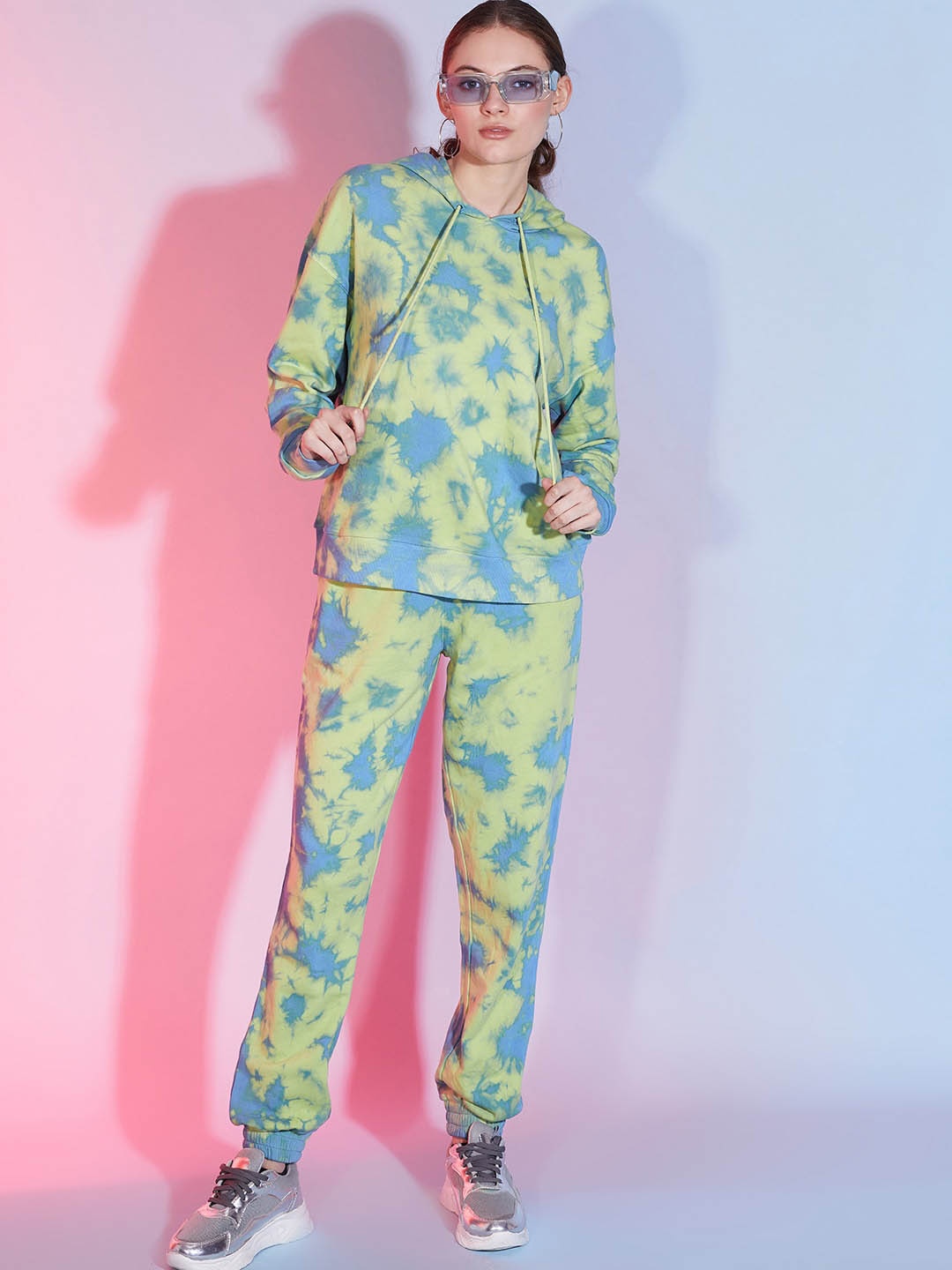 

DressBerry Tie & Dye Hooded Sweatshirt With Joggers, Green