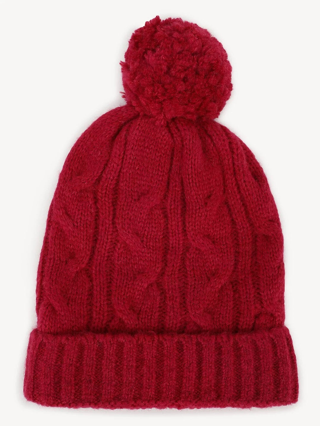 

Marks & Spencer Women Self Design Pom Pom Detail Knitted Beanie, Red