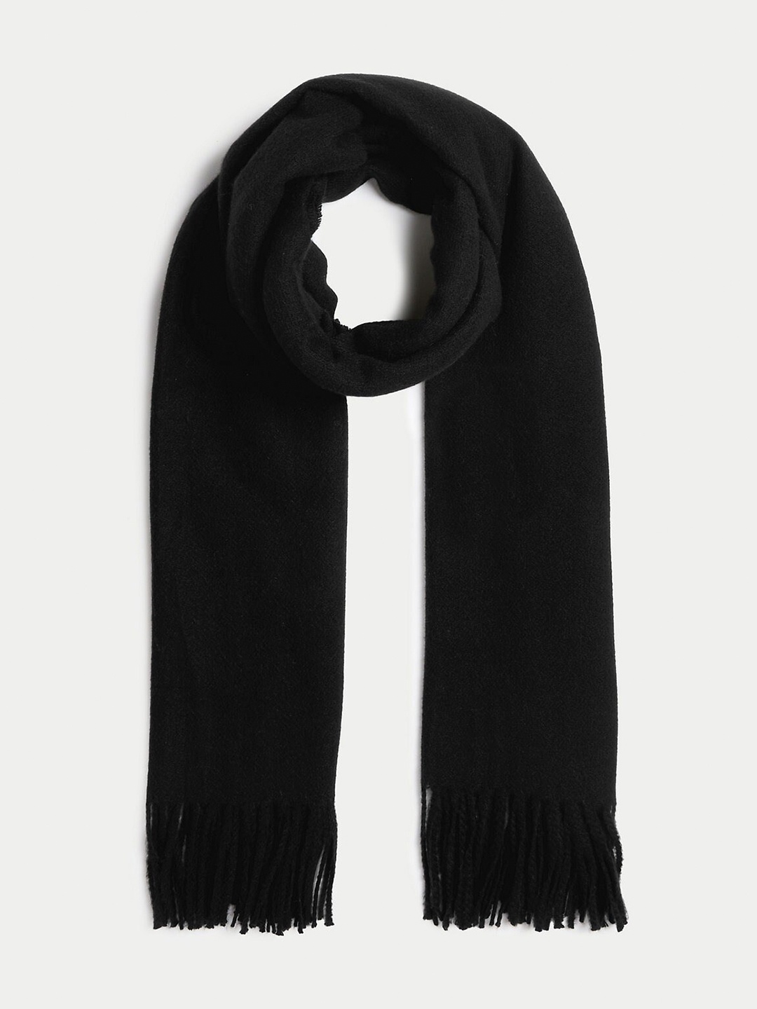 

Marks & Spencer Self Design Frayed Scarf, Black