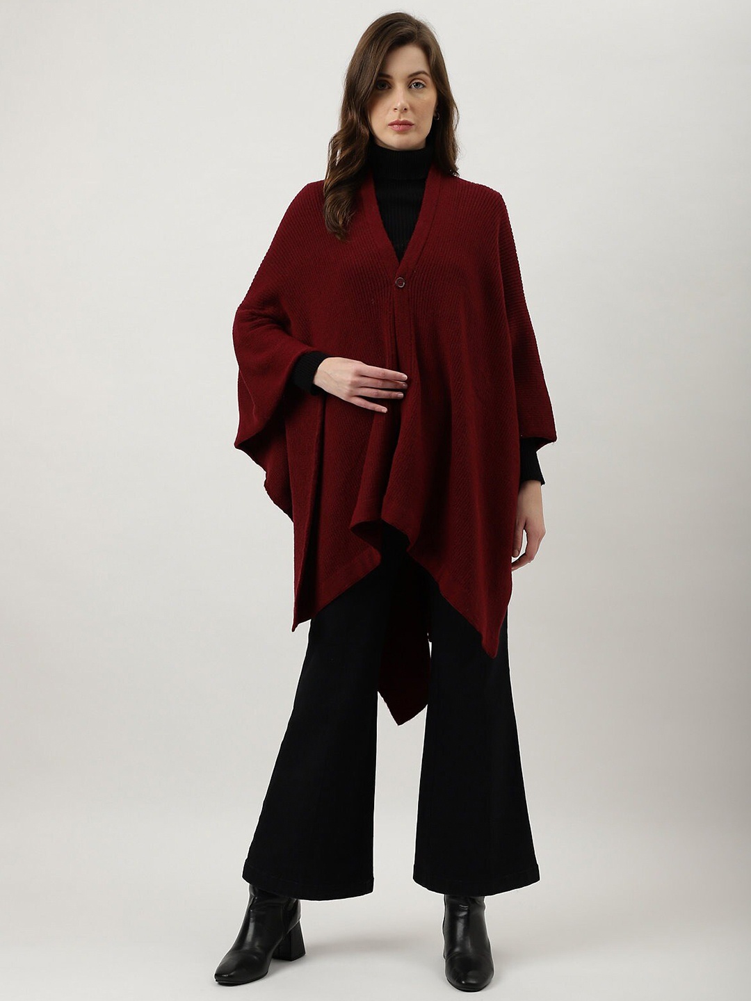 

Marks & Spencer V-Neck Longline Poncho Sweater, Maroon