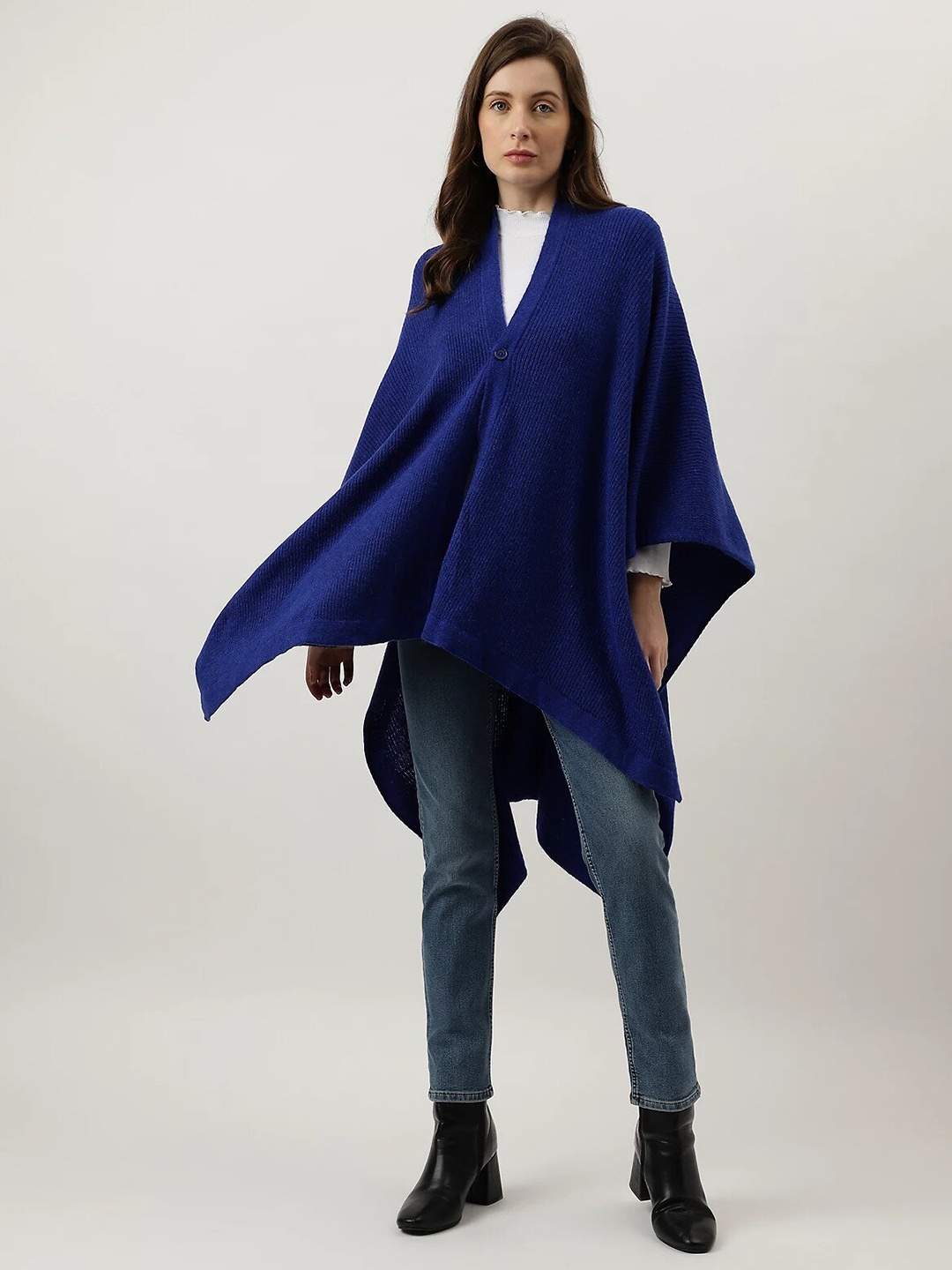 

Marks & Spencer V-Neck Longline Poncho Sweater, Blue