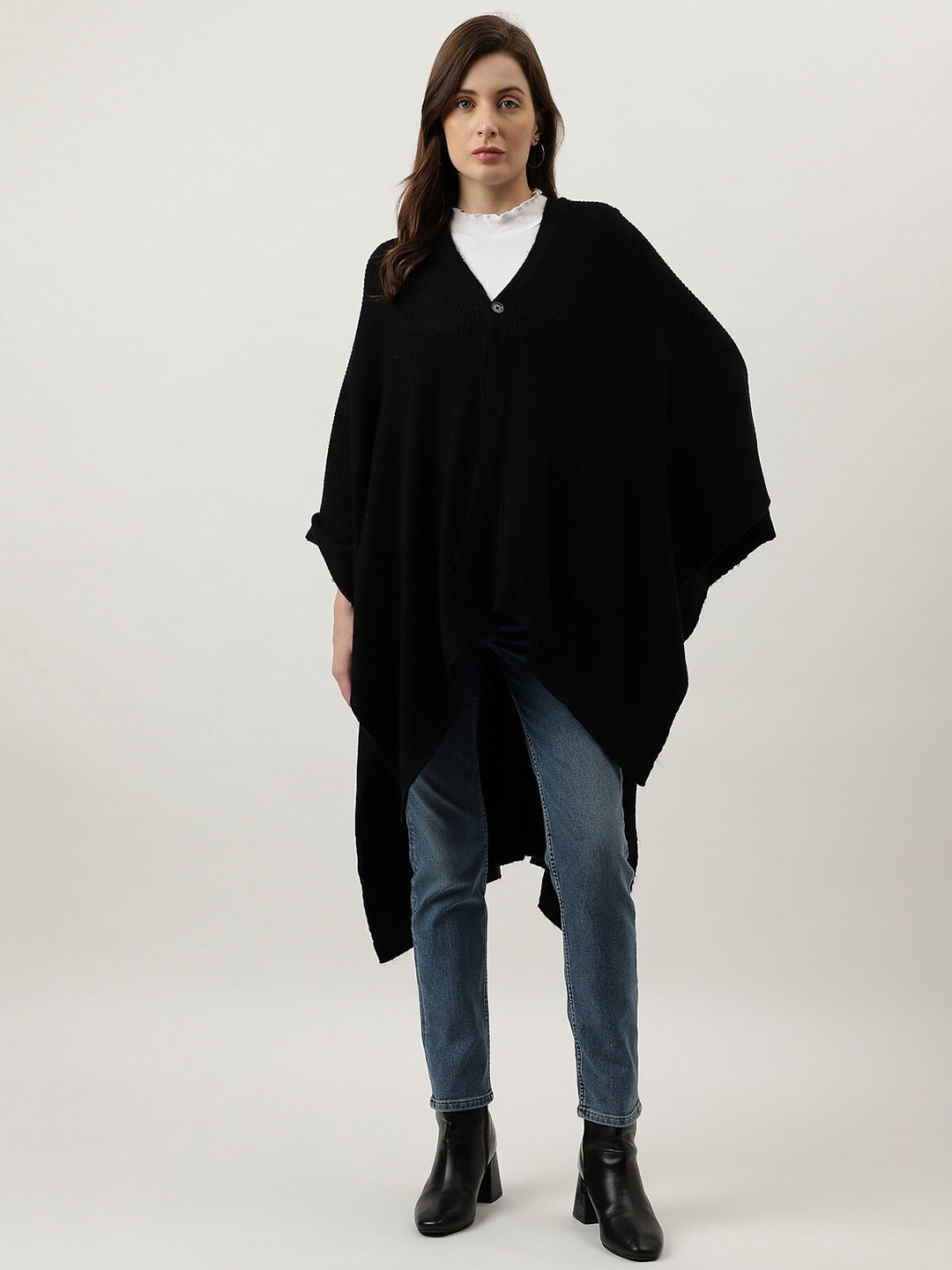 

Marks & Spencer V-Neck Longline Poncho Sweater, Black