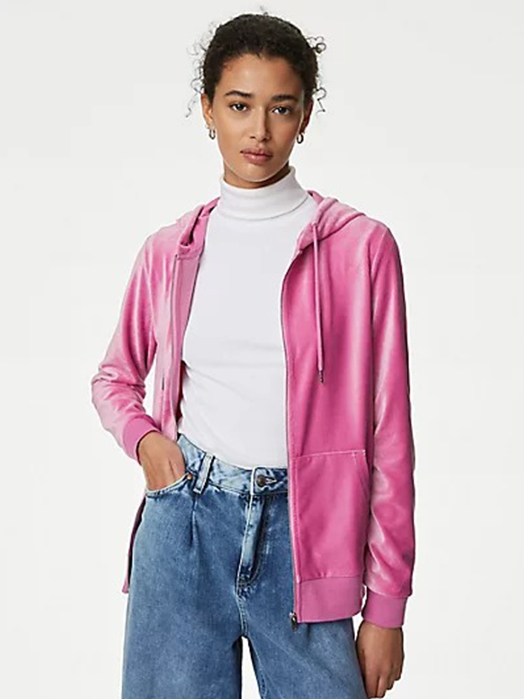 

Marks & Spencer Hooded Front-Open Sweatshirt, Pink