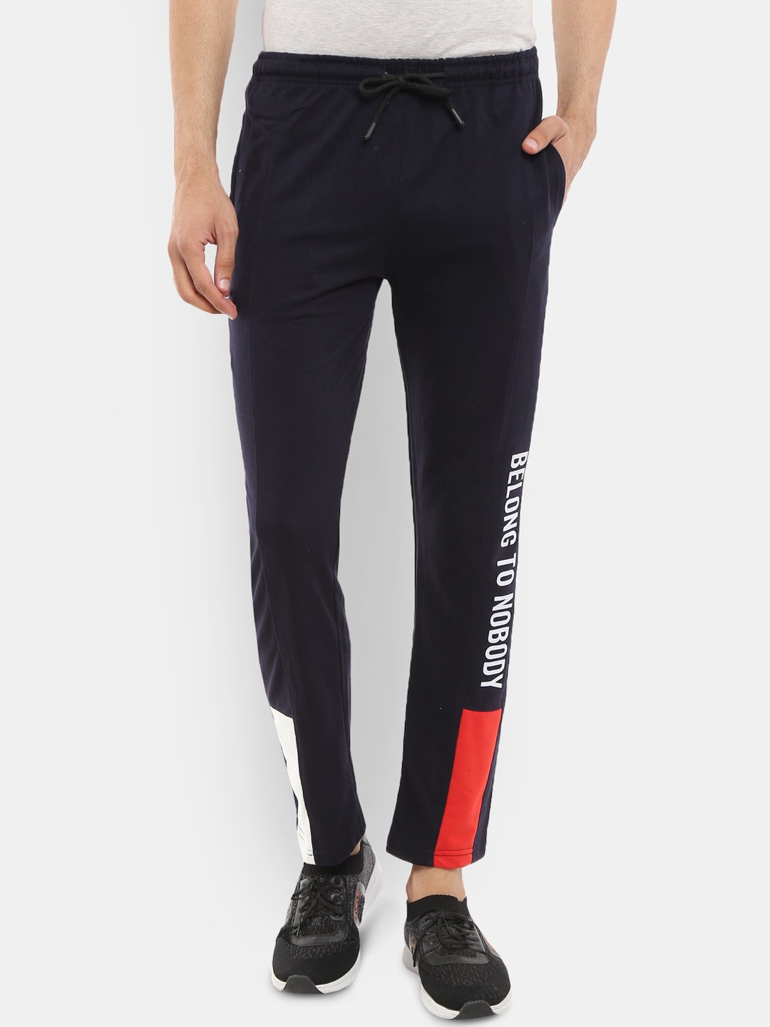 

V-Mart Men Pack Of 2 Mid-Rise Cotton Track Pants, Navy blue