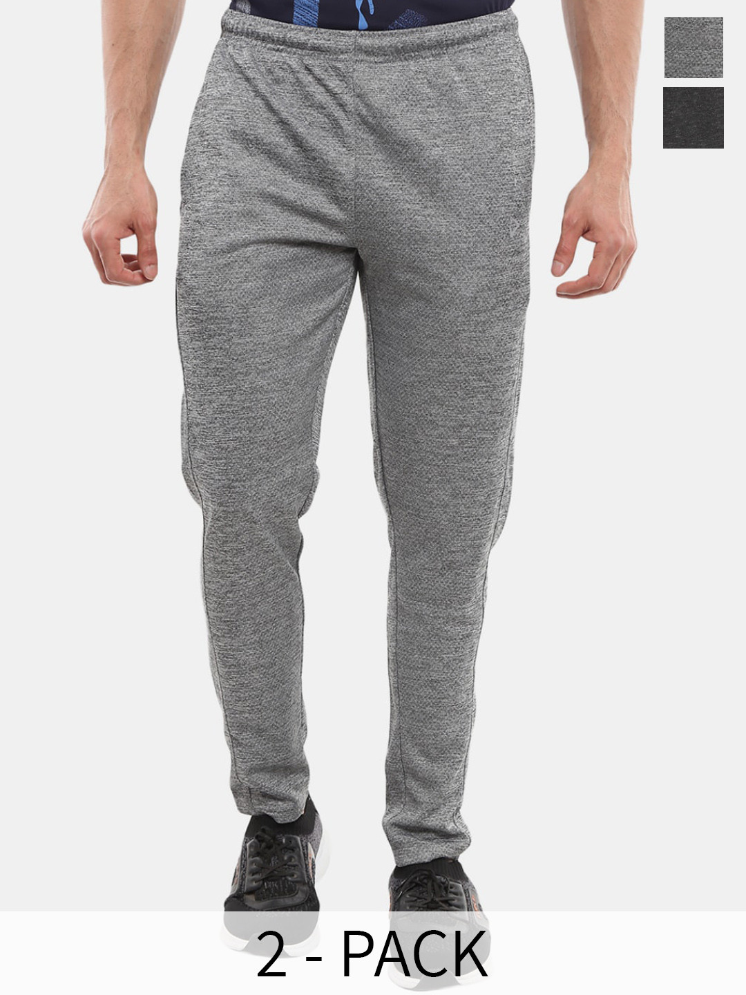 

V-Mart Men Pack Of 2 Cotton Mid Rise Track Pants, Grey