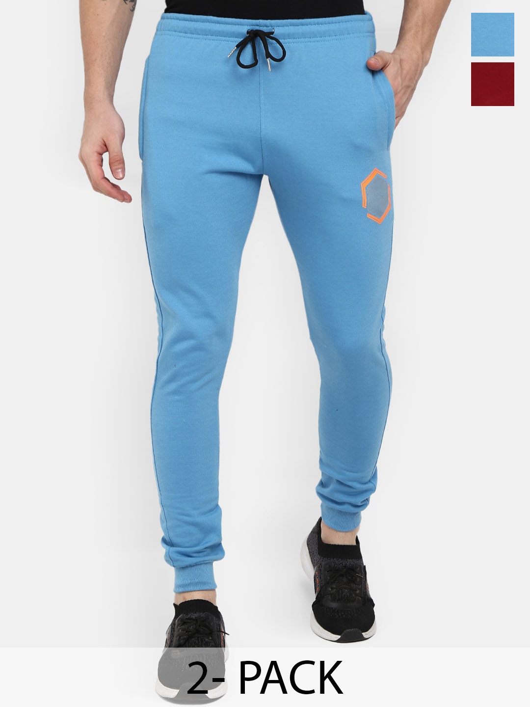 

V-Mart Men Pack Of 2 Cotton Mid-Rise Track Pants, Blue