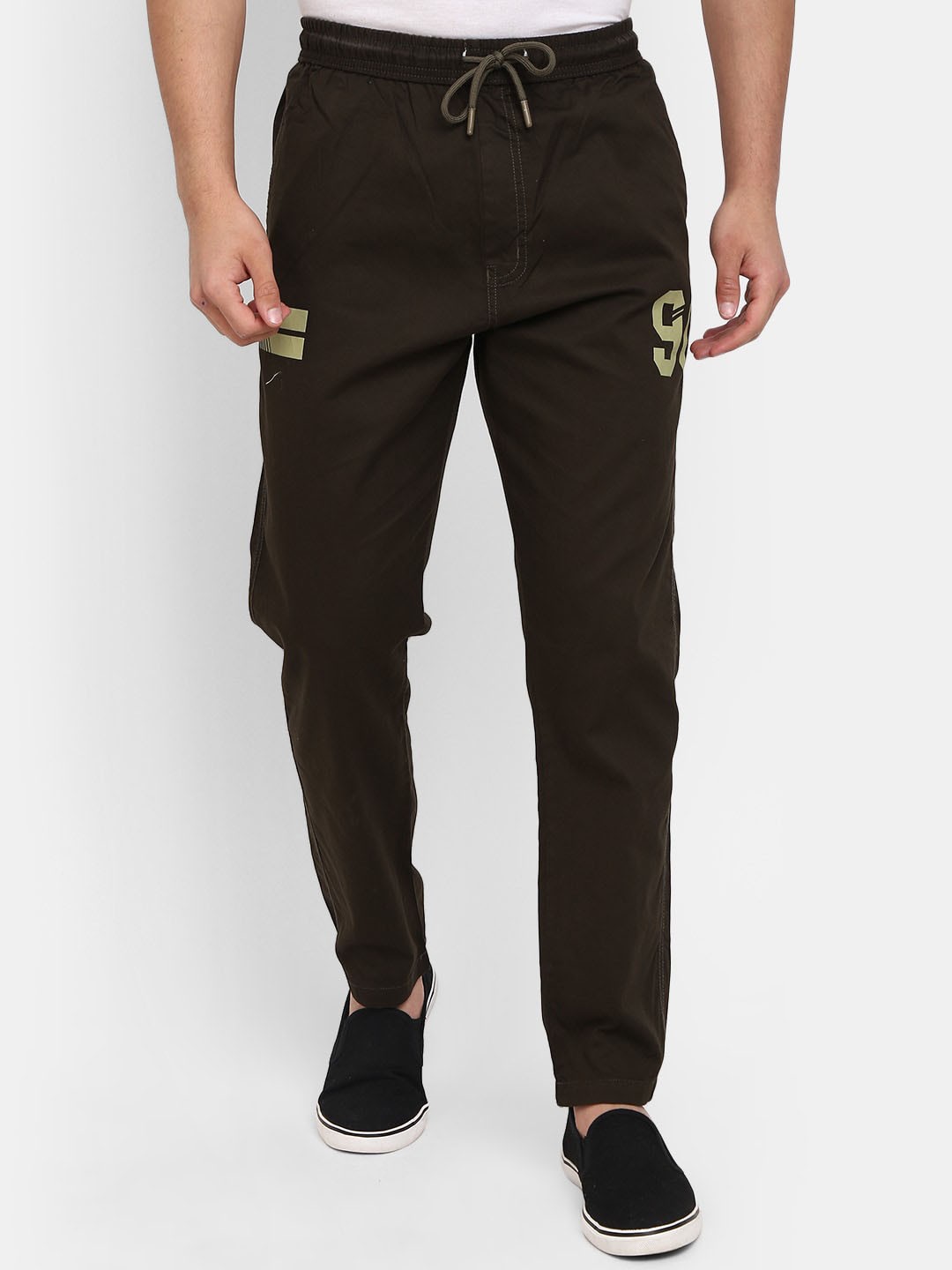 

V-Mart Men Pack Of 2 Cotton Mid-Rise Track Pants, Olive