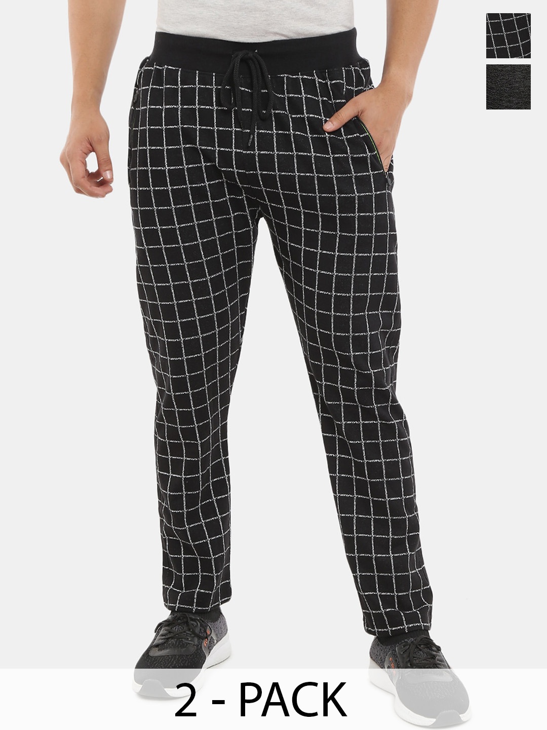 

V-Mart Men Pack Of 2 Cotton Track Pants, Black