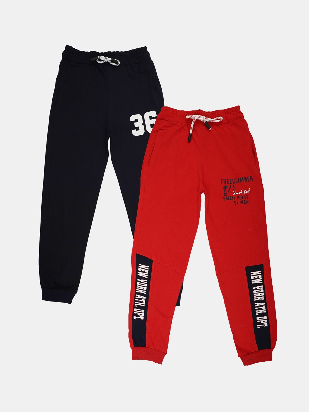 

V-Mart Boys Pack Of 2 Printed Cotton Mid-Rise Joggers, Red