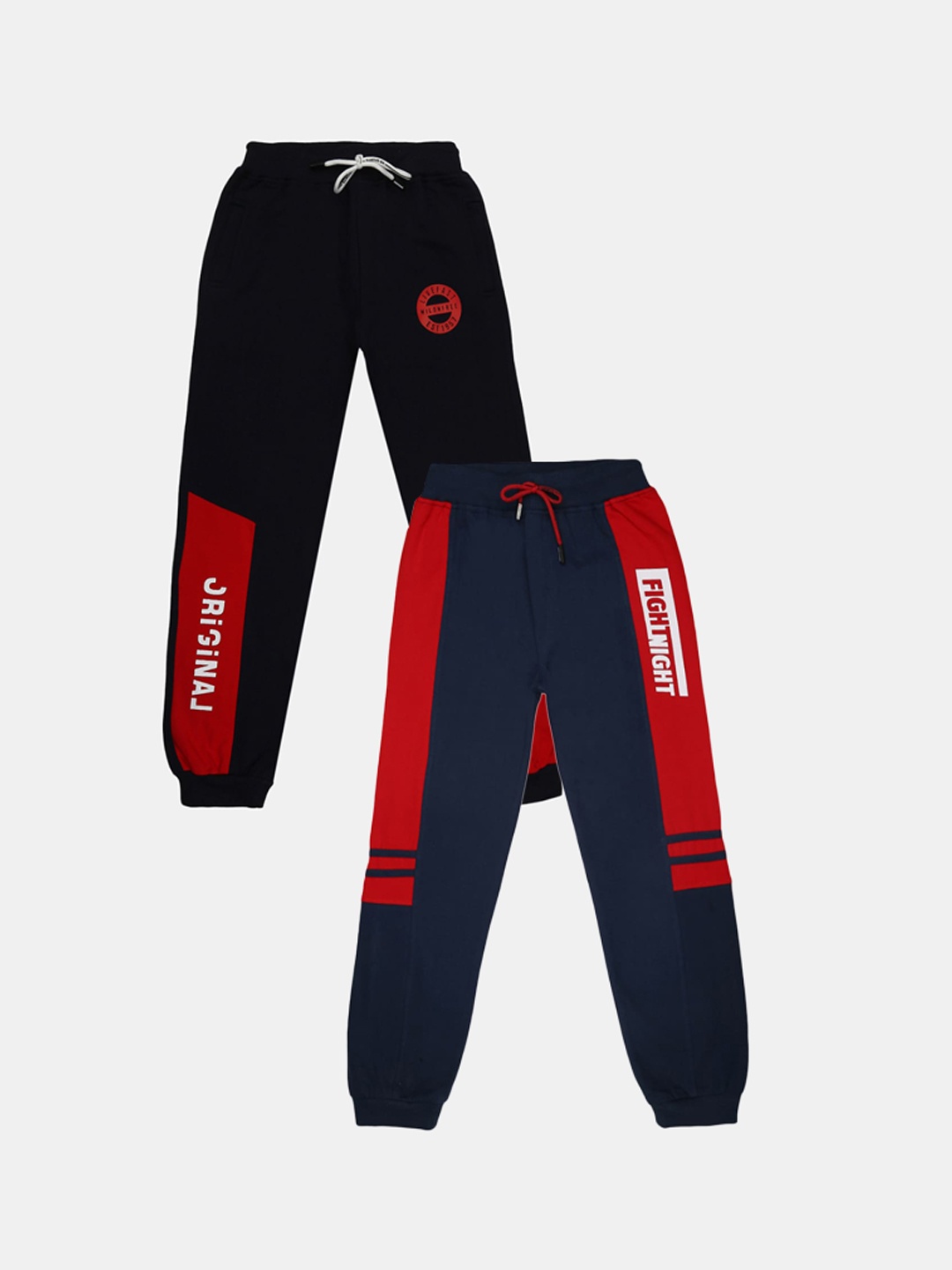 

V-Mart Boys Pack Of 2 Colourblocked Cotton Joggers, Navy blue