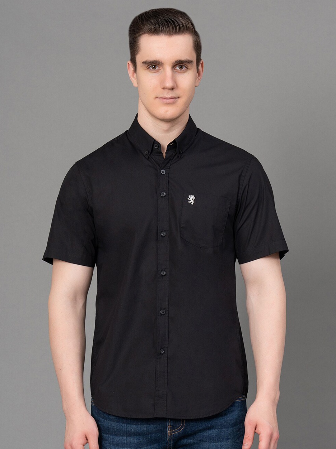 

Red Tape Button-Down Collar Cotton Casual Shirt, Black