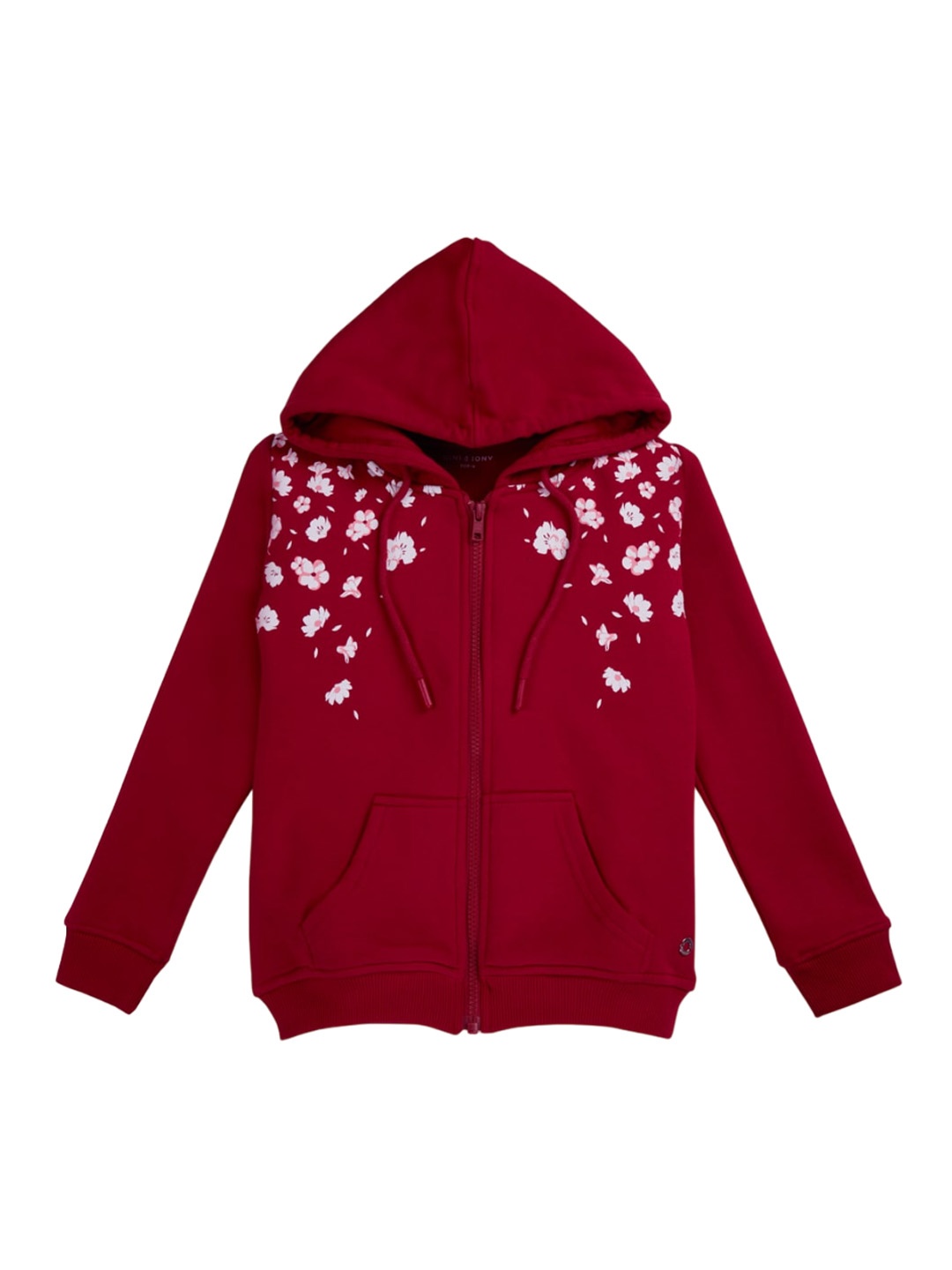 

Gini and Jony Girls Floral Printed Hooded Cotton Tailored Jacket, Red