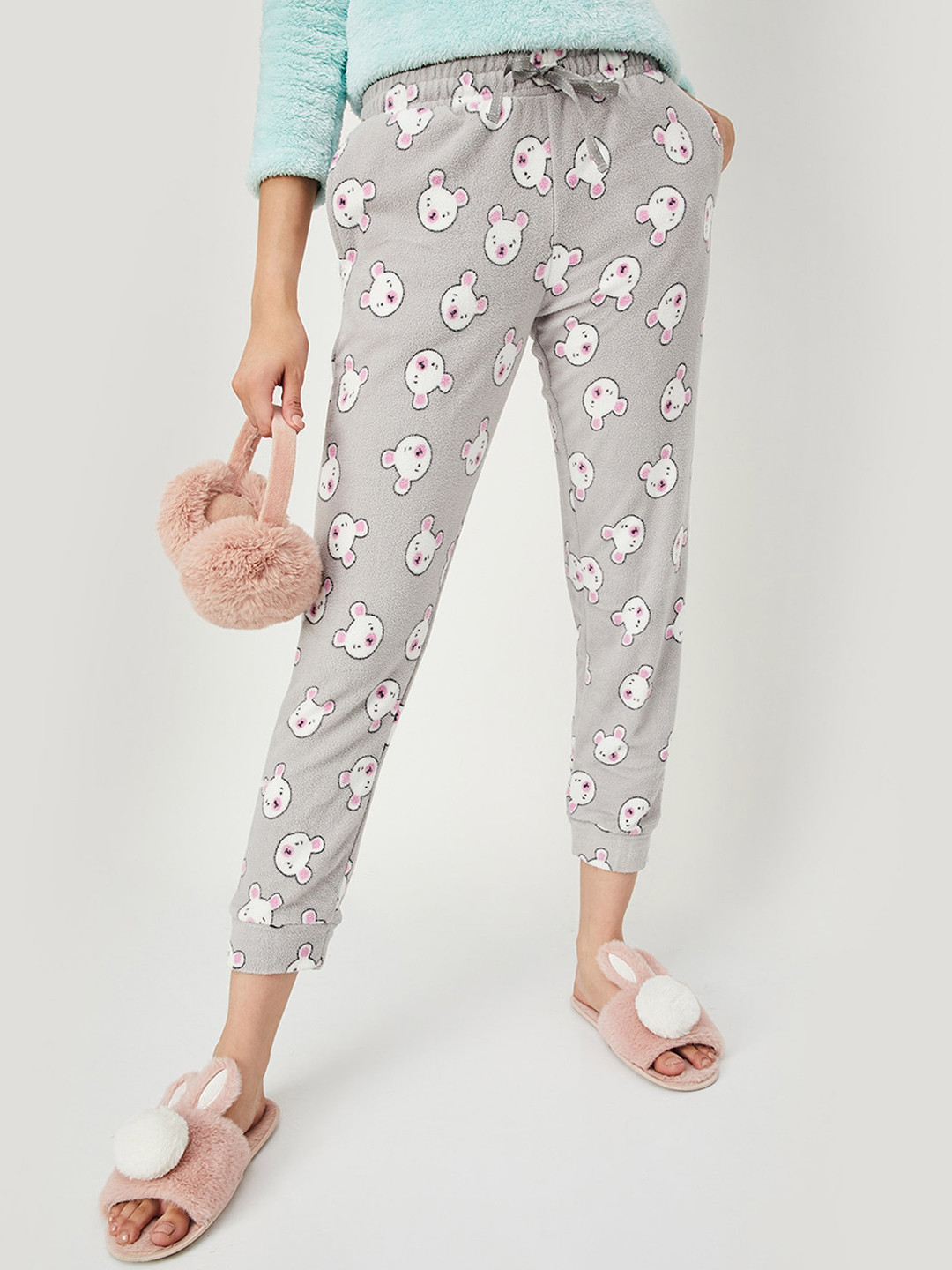 

max Women Conversational Printed Lounge Pant, Grey