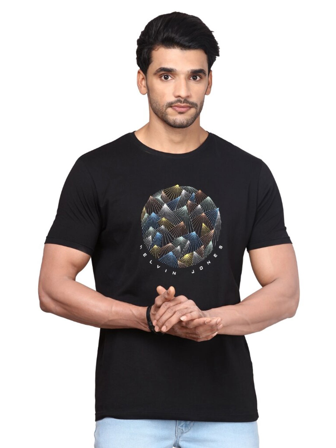 

Melvin Jones Graphic Printed Pure Cotton T-shirt, Black