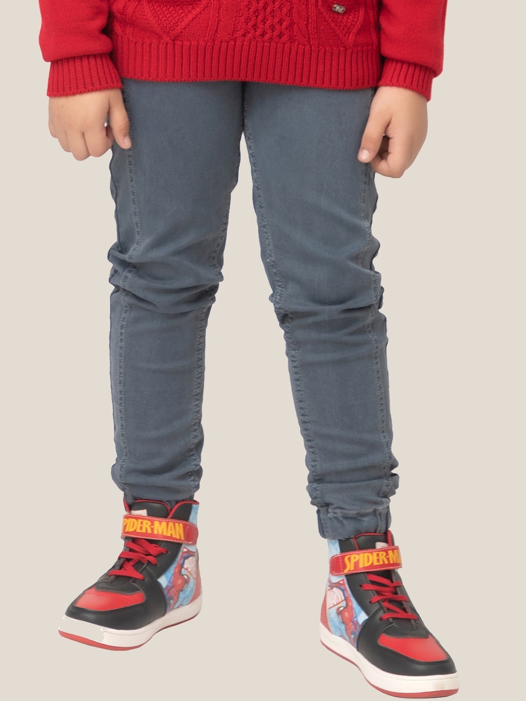 

Purple United Kids Boys Mid-Rise Cotton Joggers, Grey