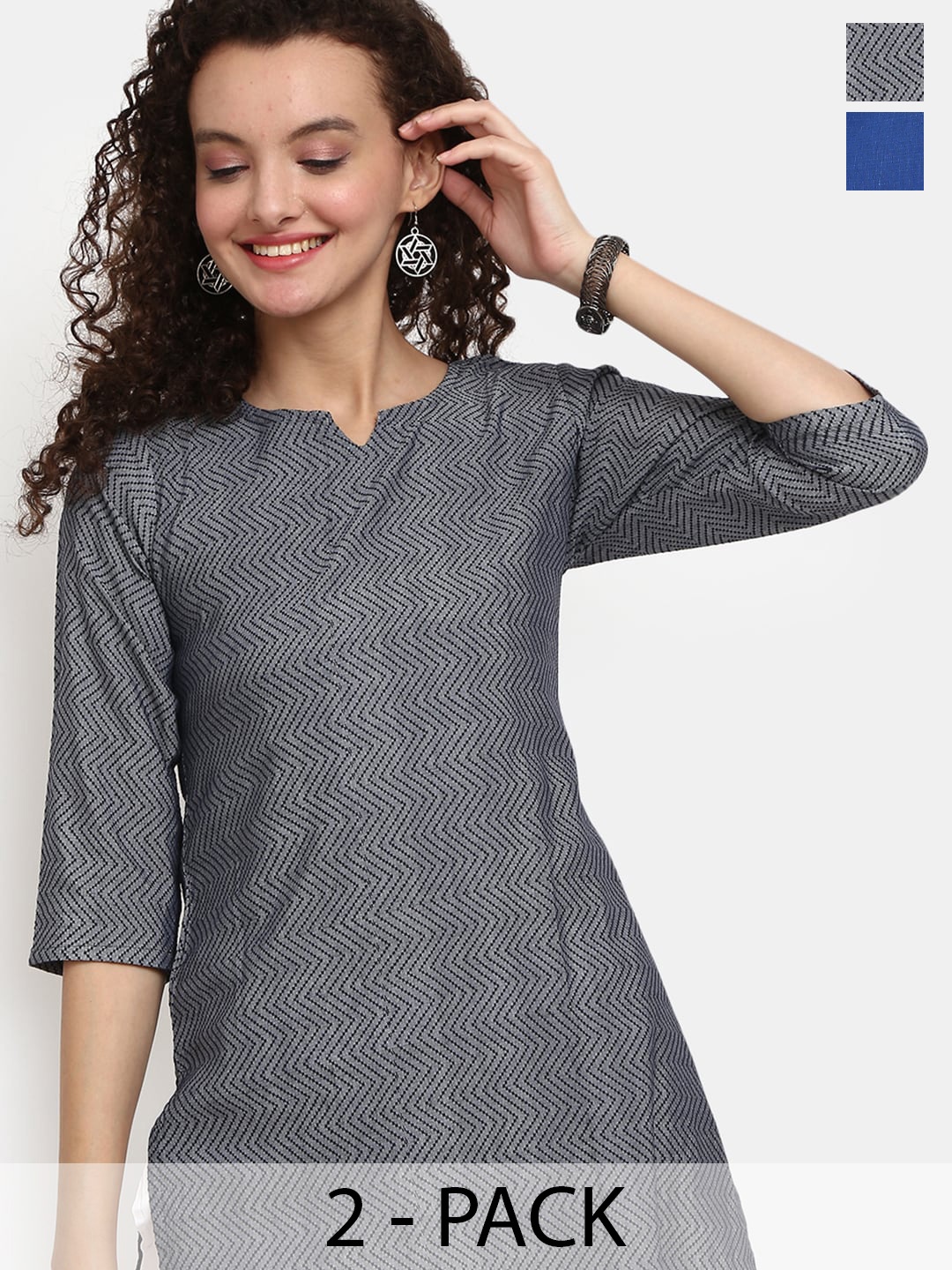 

V-Mart Women Navy Blue & Navy Blue Printed Kurta