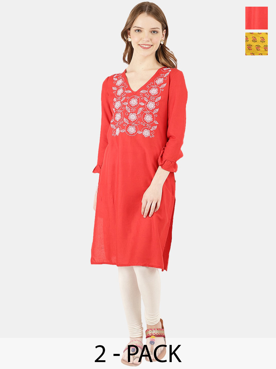

V-Mart Selection Of 2 Floral Printed Kurta, Pink