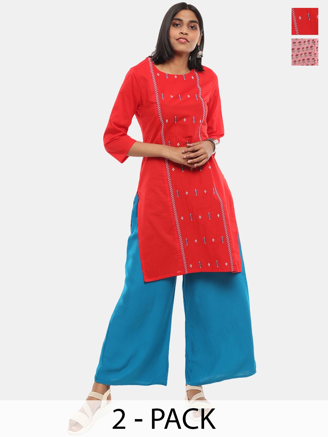 

V-Mart Women Red & Red Kurta