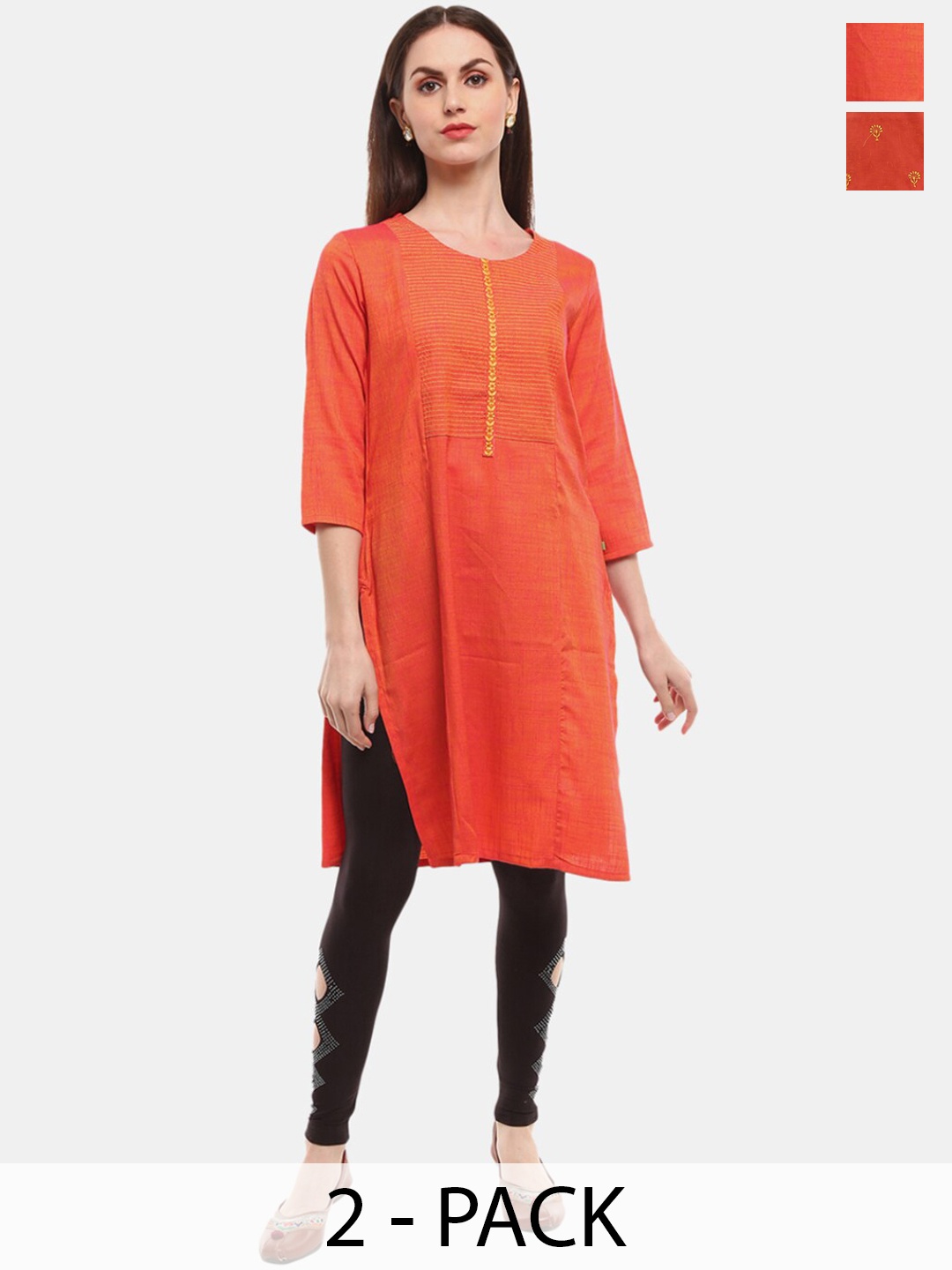 

V-Mart Women Rust & Rust Printed Kurta