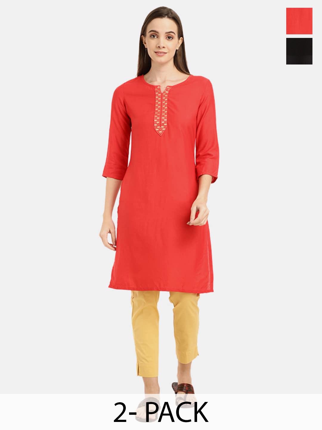 

V-Mart Straight Kurta, Red