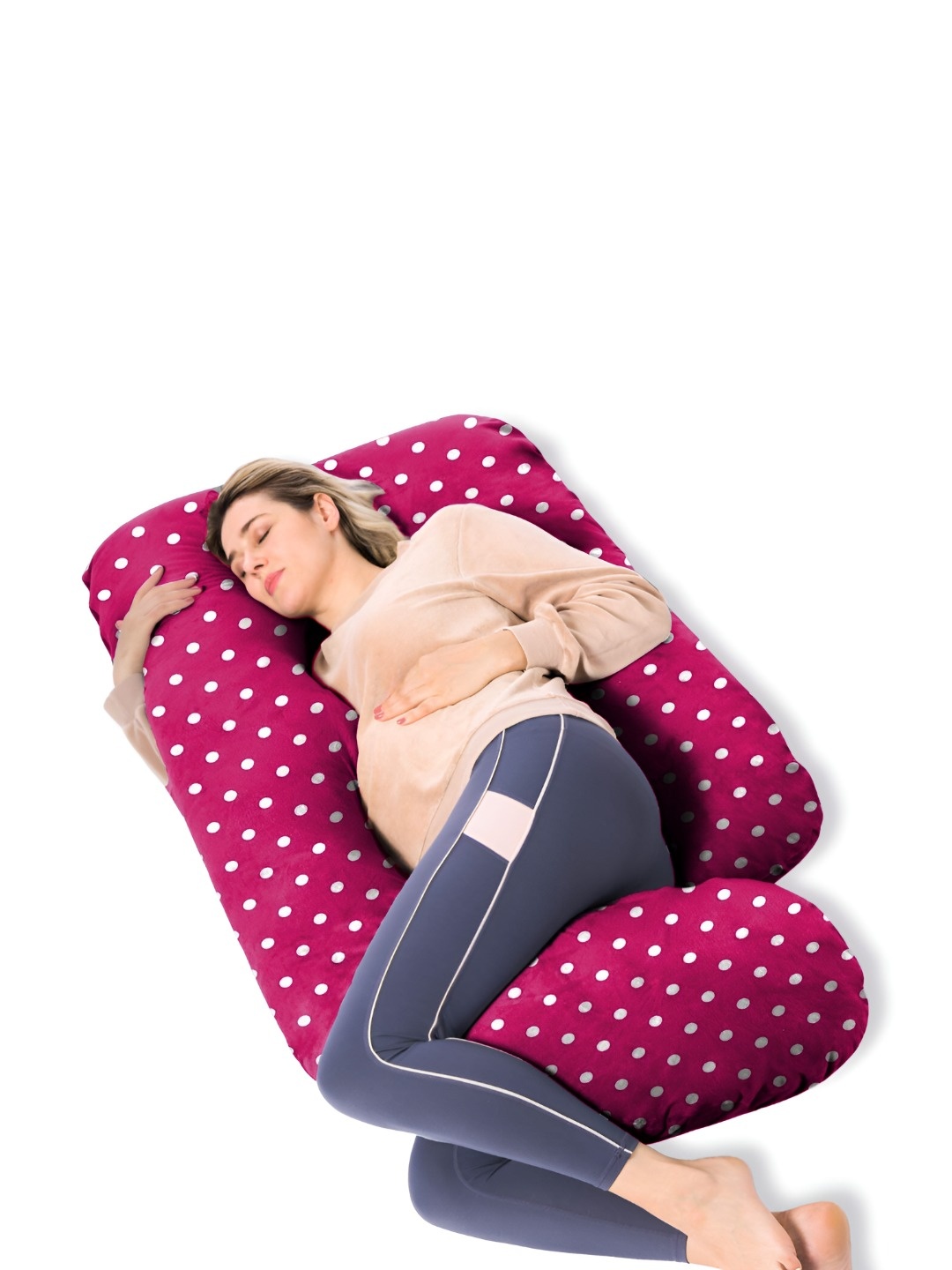 

Mom's Moon Pink & White Fibre Filled Faux Velvet Ultra Soft Maternity Pillow