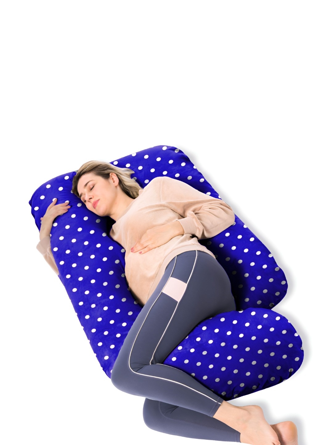 Mom's Moon Blue & White Fibre Filled Faux Velvet Ultra Soft Maternity Pillow