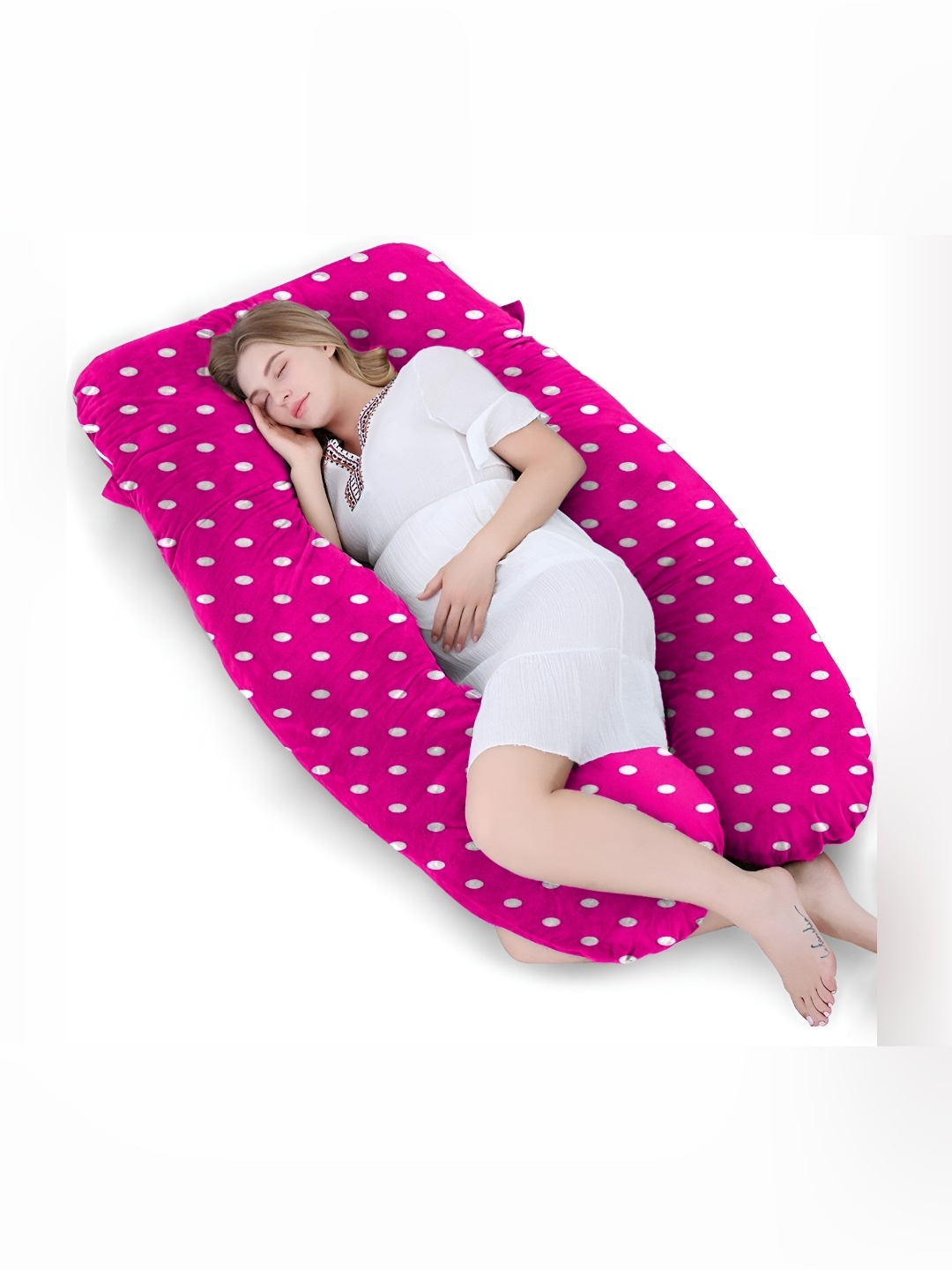 

Mom's Moon Pink & White Fibre Filled Faux Velvet Ultra Soft Maternity Pillow