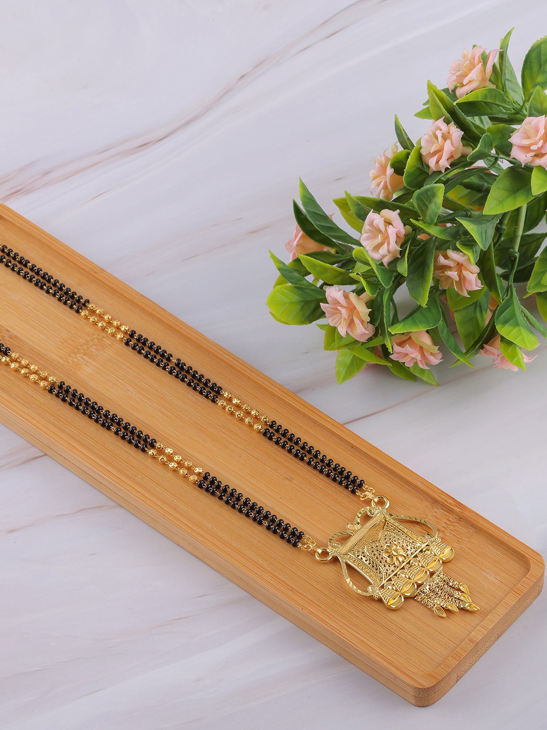 

Anouk Gold-Toned Gold-Plated Beaded Mangalsutra