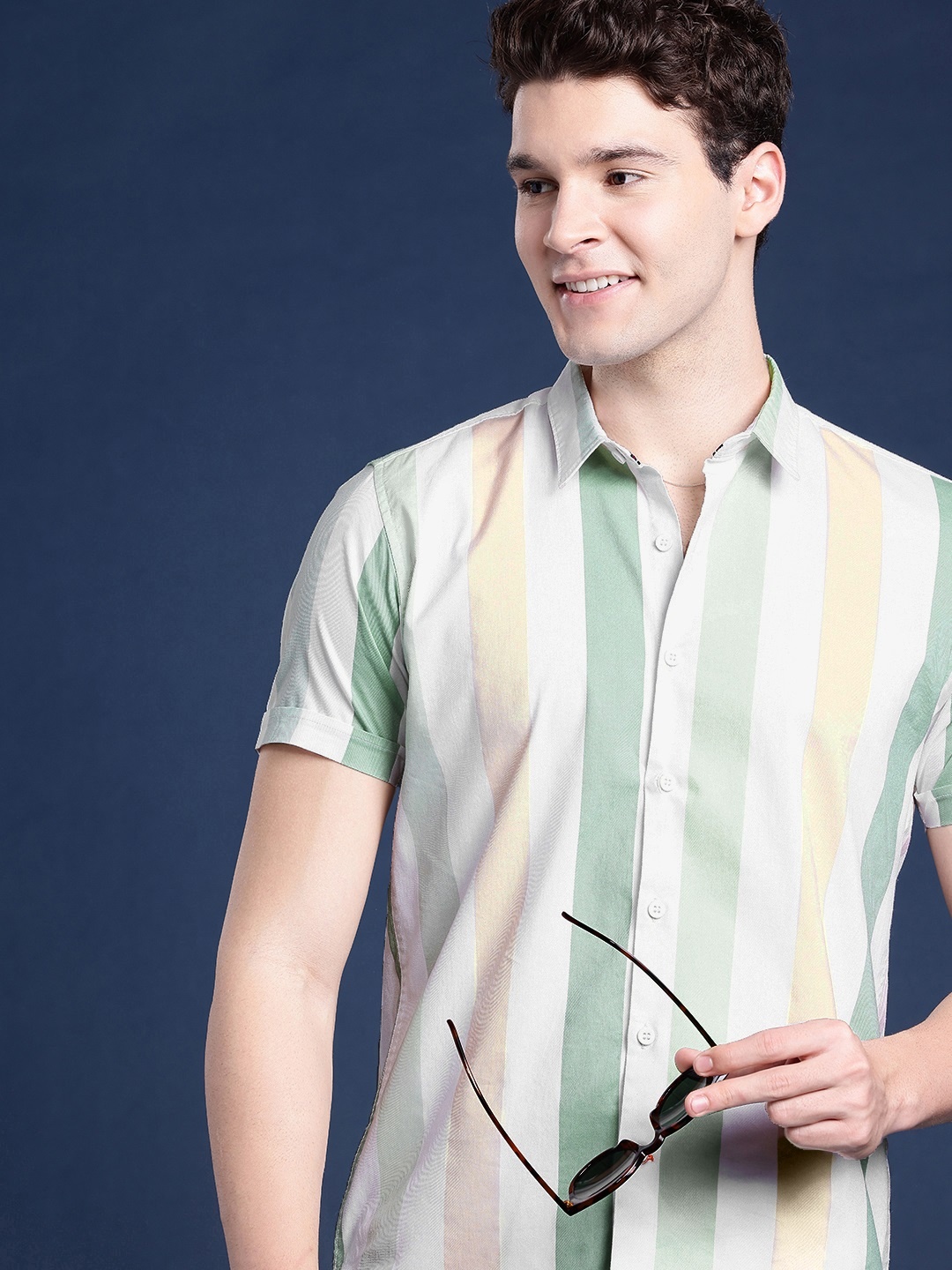 

Mast & Harbour Men Slim Fit Striped Casual Shirt, Multi