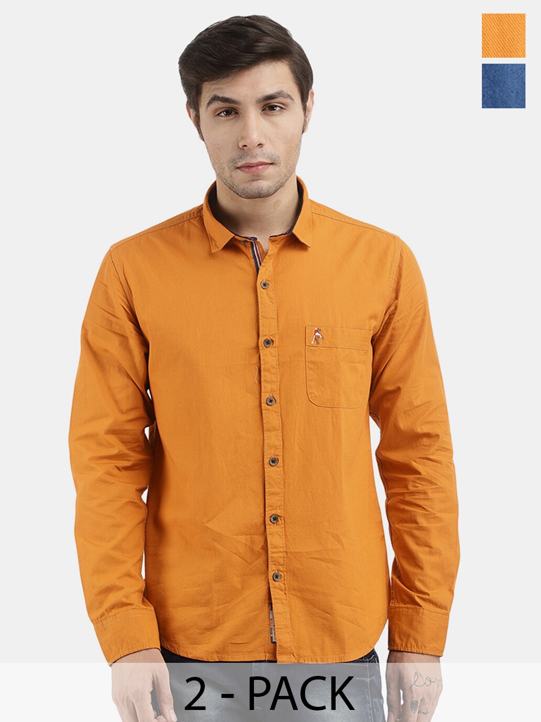 

V-Mart Pack Of 2 Cotton Casual Shirt, Orange
