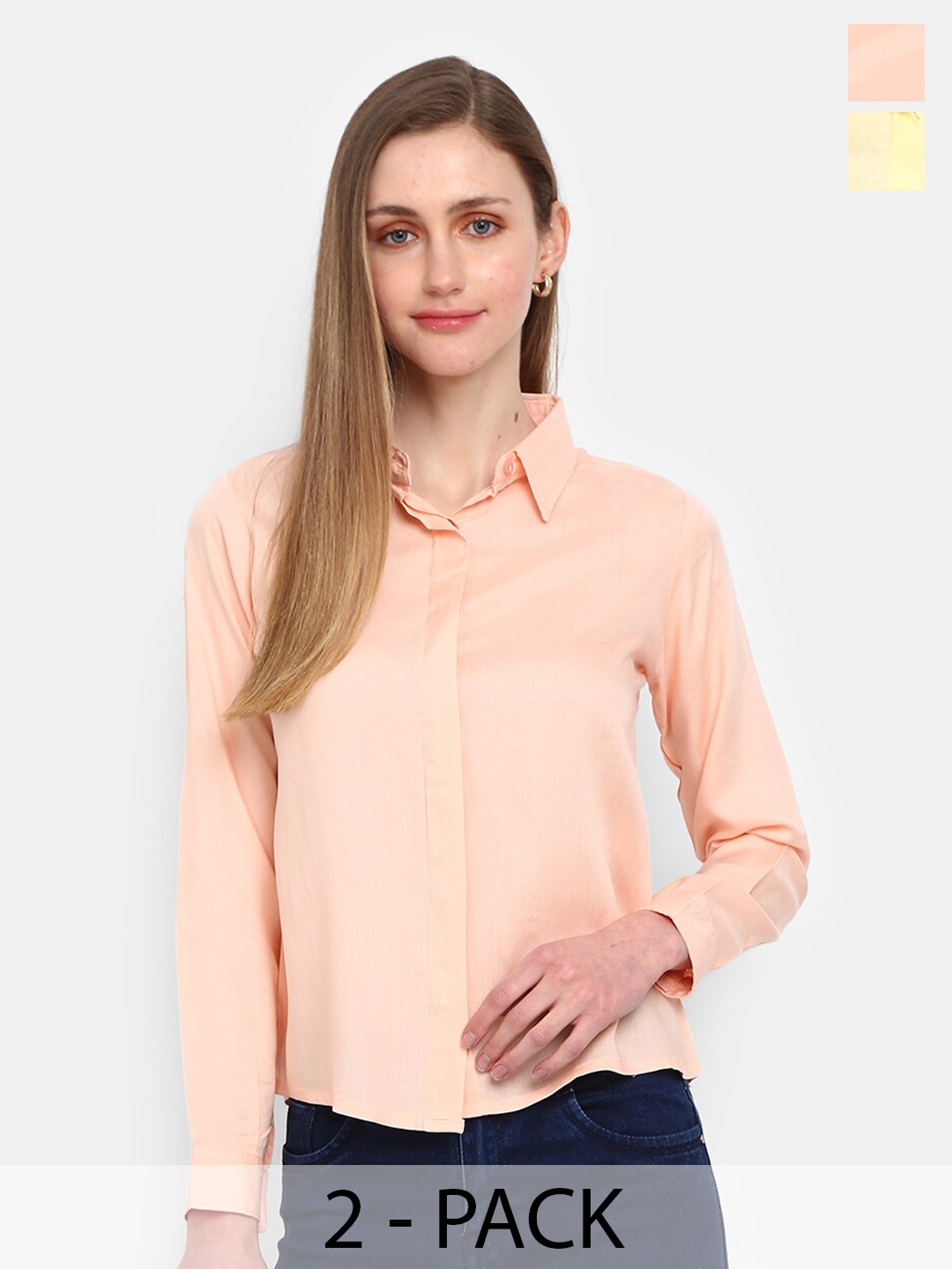 

V-Mart Women Pack Of 2 Casual Shirt, Peach