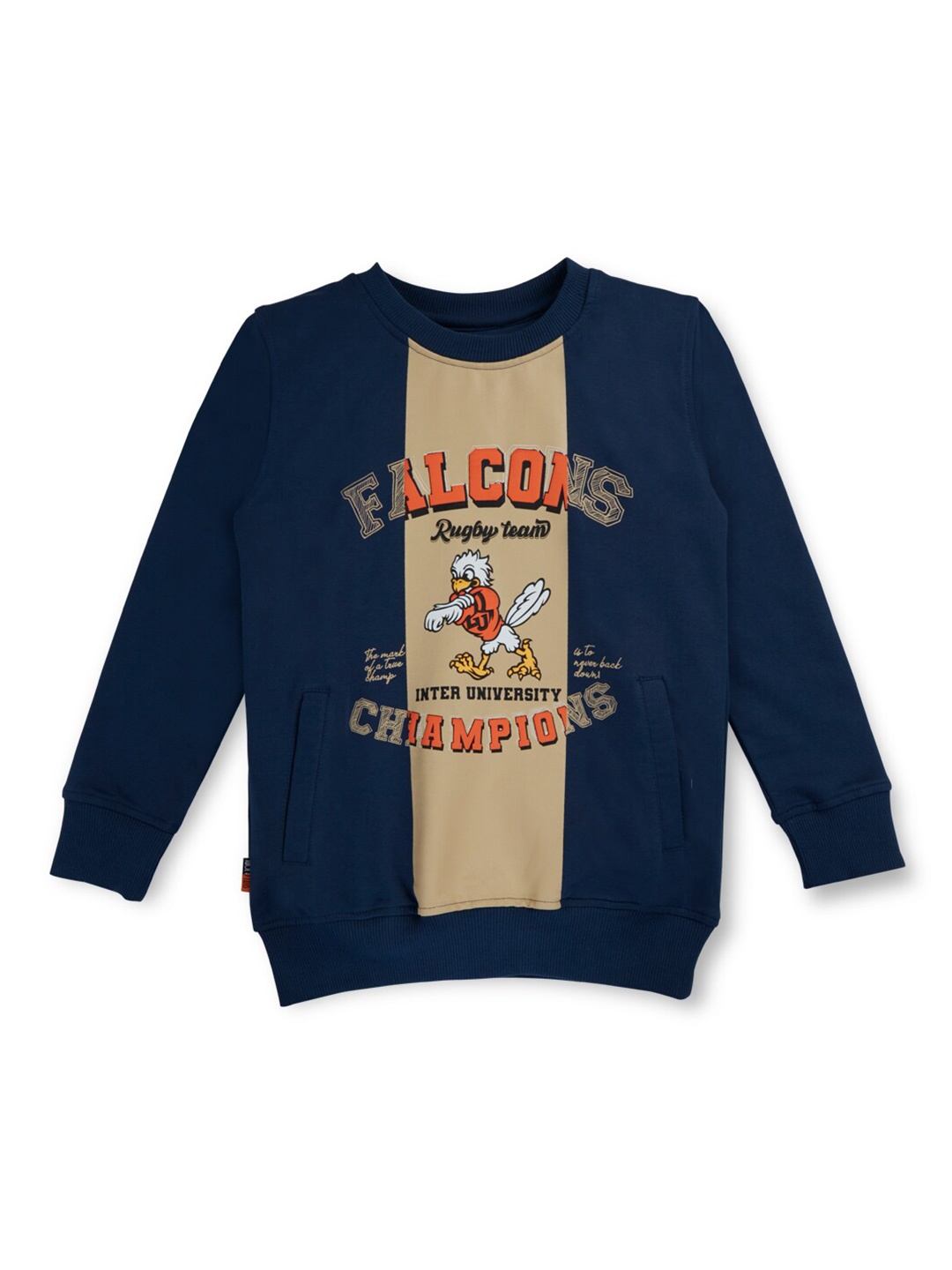 

Gini and Jony Boys Typography Printed Fleece Pullover Sweatshirt, Navy blue