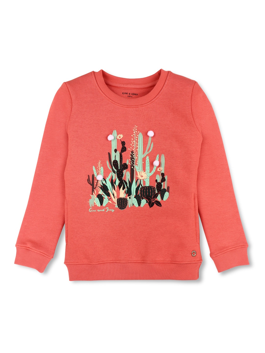 

Gini and Jony Girls Graphic Printed Fleece Sweatshirt, Pink
