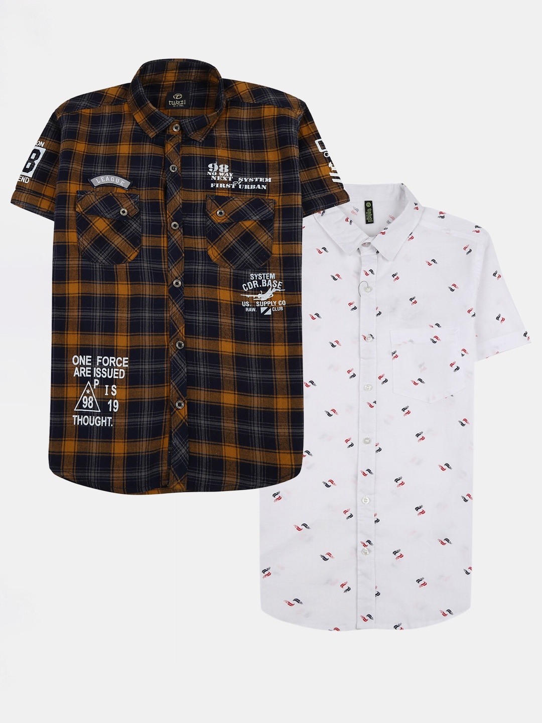 

V-Mart Boys Pack Of 2 Checked Cotton Casual Shirt, White