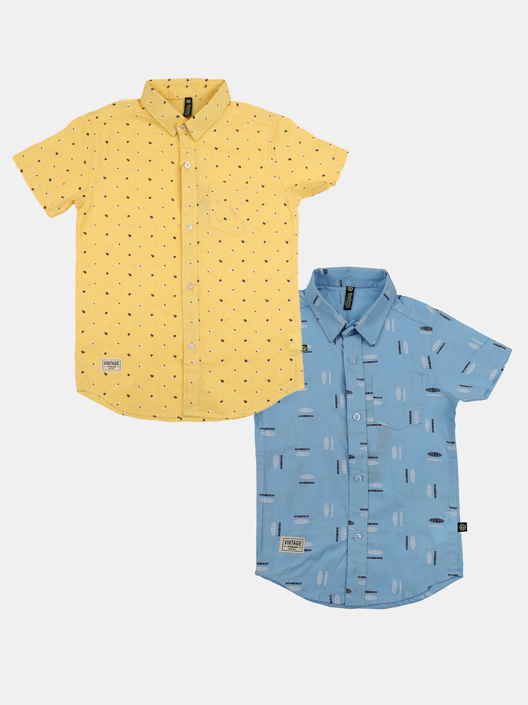 

V-Mart Boys Pack of 2 Geometric Printed Cotton Casual Shirt, Blue