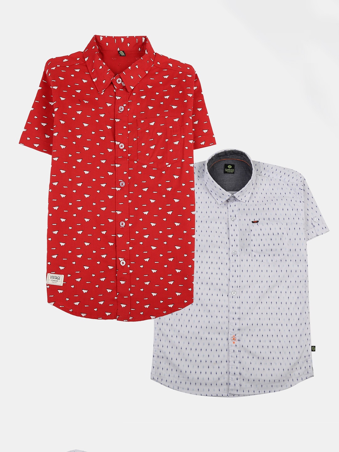 

V-Mart Boys Pack Of 2 Polka Dots Cotton Casual Shirt, Red