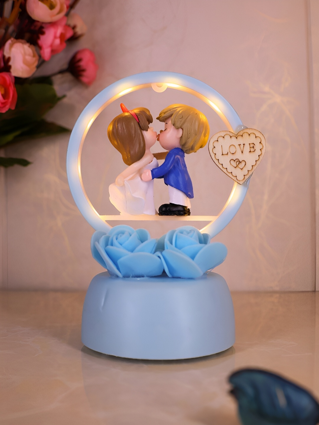 

Elegant Lifestyle Blue & White LED Love Couples Figurine Showpiece