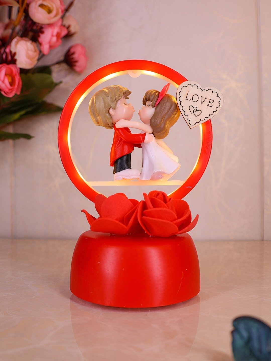 

Elegant Lifestyle Red & Pink Love Couples Figurine Showpiece