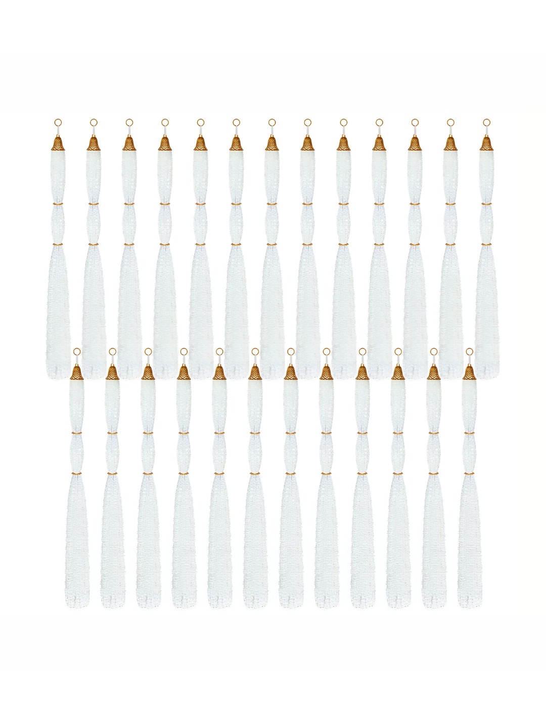 

iHandikart White 25 Pieces Feather Woolen Tassels With Bell