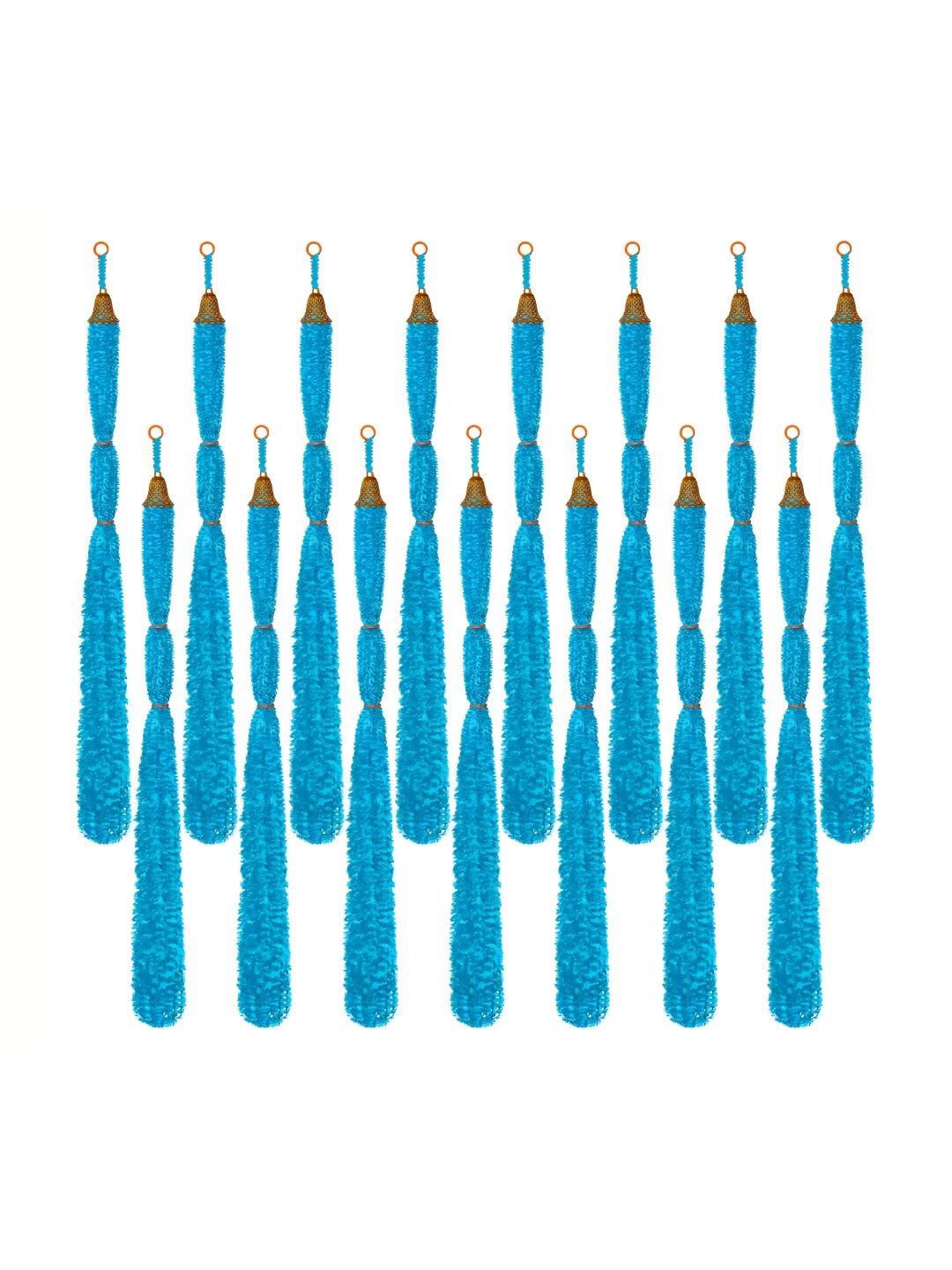 

iHandikart Blue 15 Feather Woolen Tassels With Bell