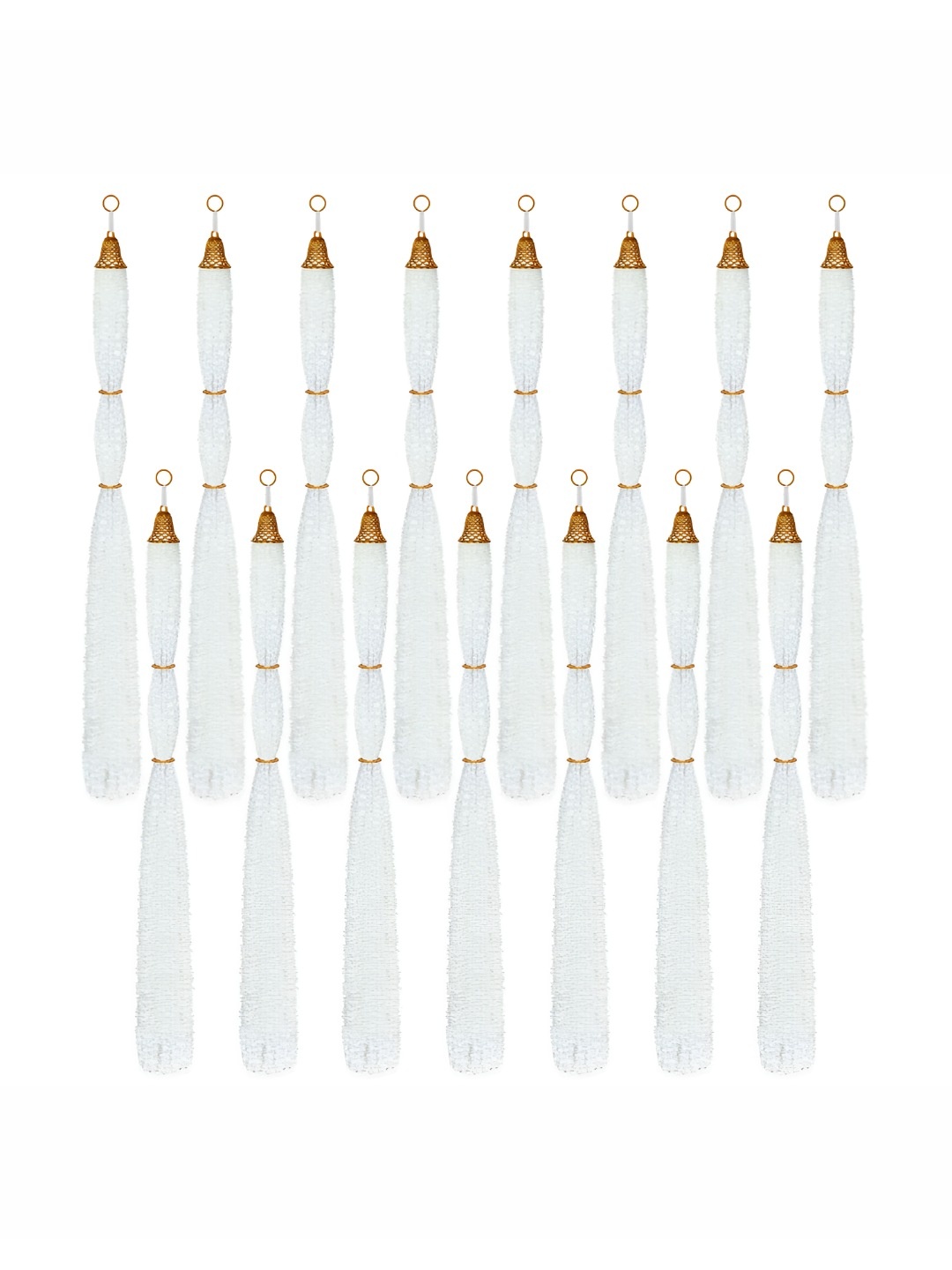 

iHandikart White 15 Pieces Feather Woolen Tassels With Bell