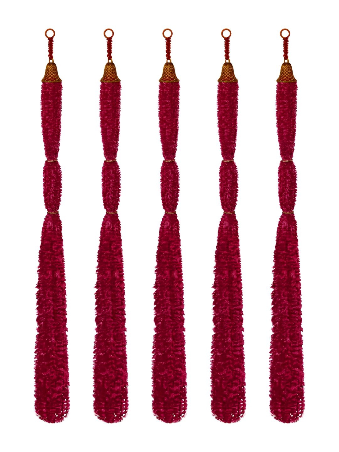 

iHandikart Red 5 Pieces Feather Woolen Tassels With Bell